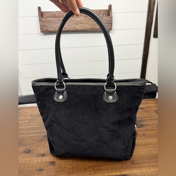 Tommy Hilfiger Corduroy Black Shoulder Bag - Picture 1 of 8